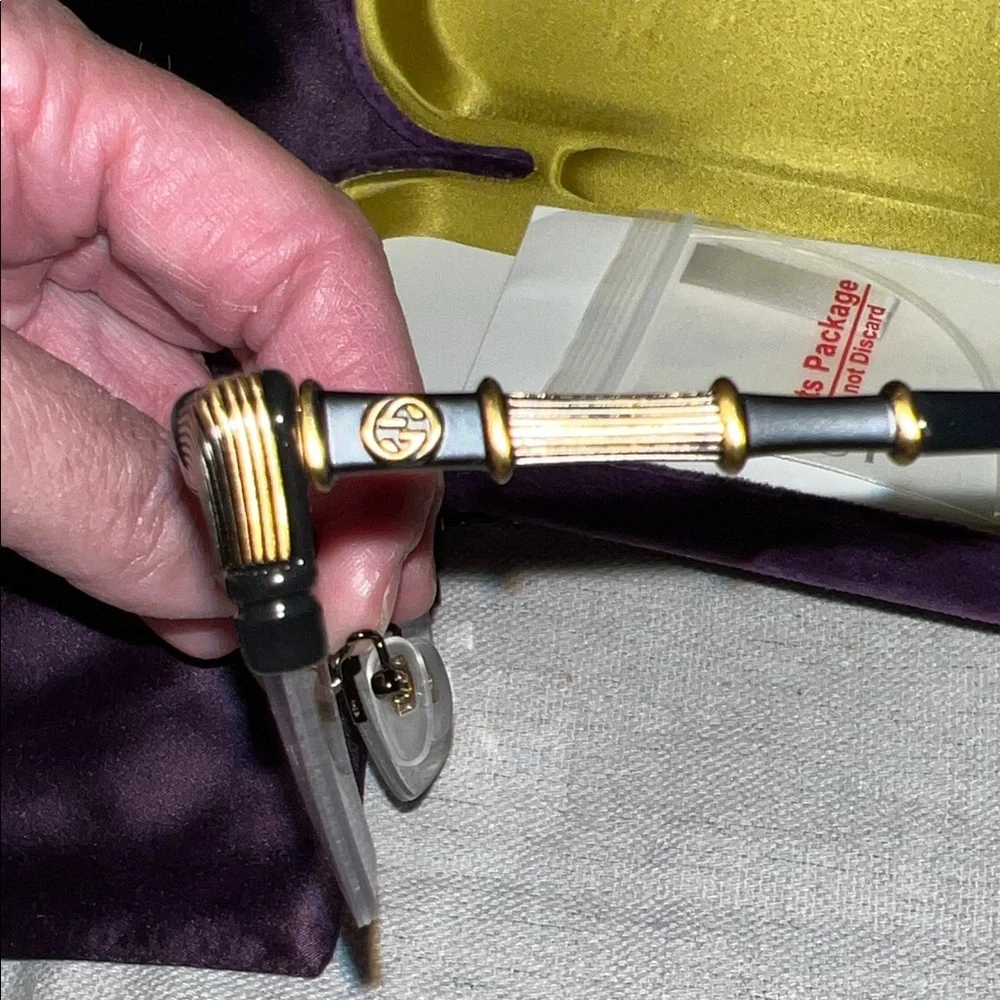 Gucci Black and Gold Eyeglasses with Case